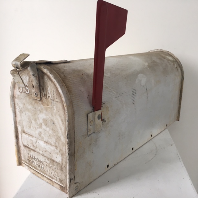 POST BOX, USA 48cm White Aged